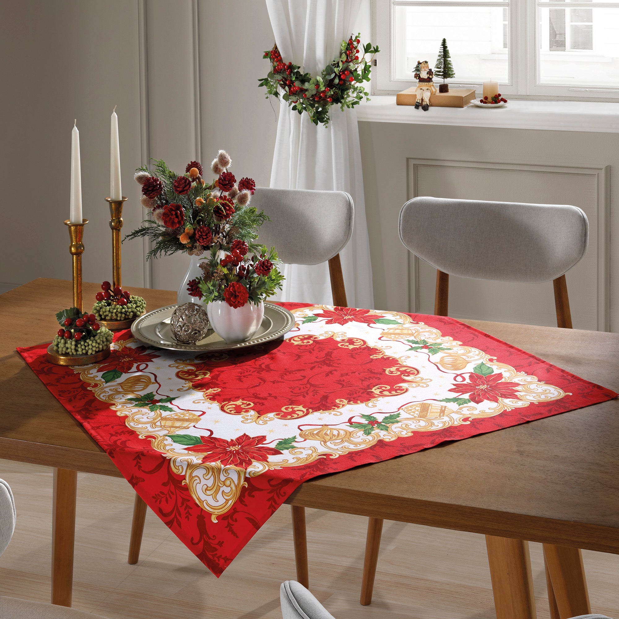 Carpeta de mesa navideño Poinsetias